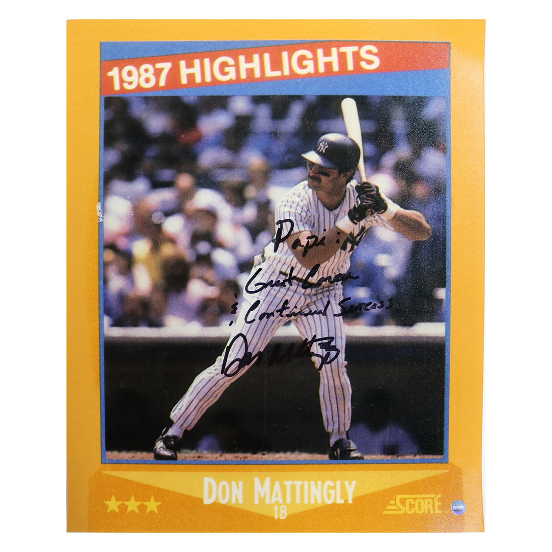 Don Mattingly New York Yankees Autographed 11x14 Score Card Print Personalized "To Papi" (Steiner Hologram Only) - CollectibleXchange