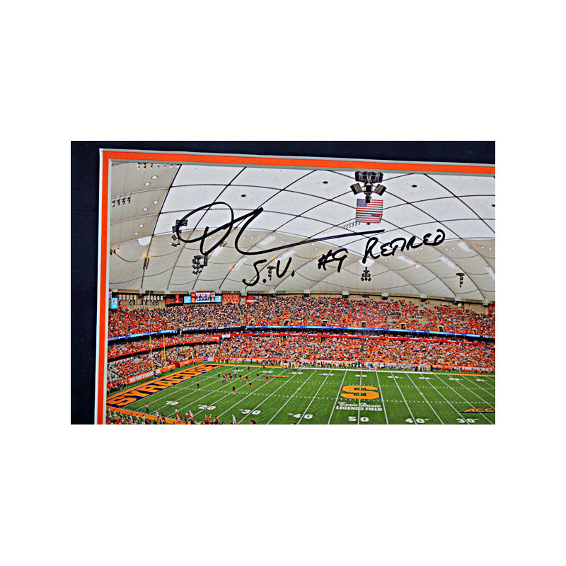 Don McPherson Syracuse University Autographed and Inscr. "SU #9 Retired" 14"x14" Football Game Photo Framed Collage with Authentic Carrier Dome Roof (CX Auth)