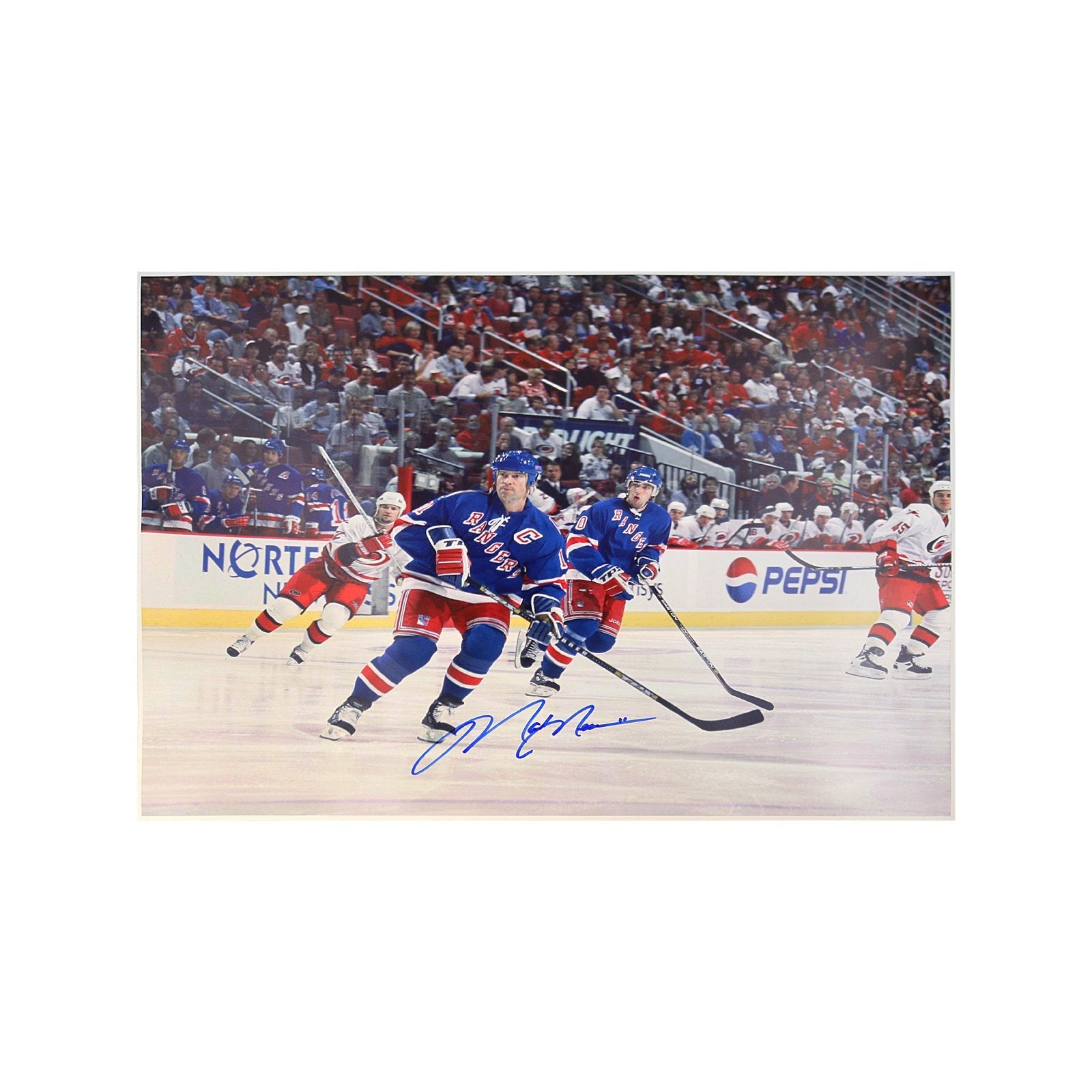 Mark Messier signed 16x20 bloody Mess photo framed rangers coin