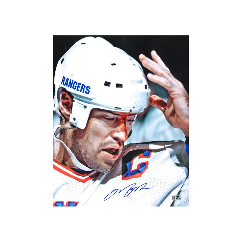 Mark Messier New York Rangers Autographed Blood 16x20 - Signed in Blue (Top Tier Auth)