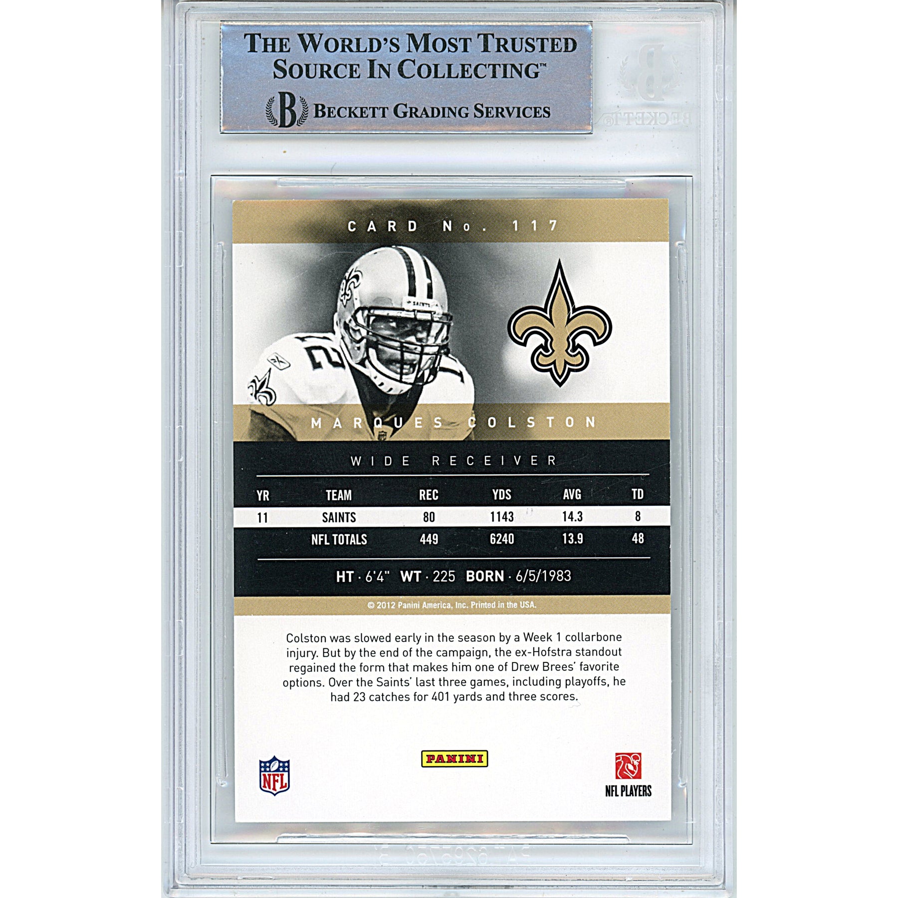 Framed Autographed/Signed Marques Colston New Orleans Saints