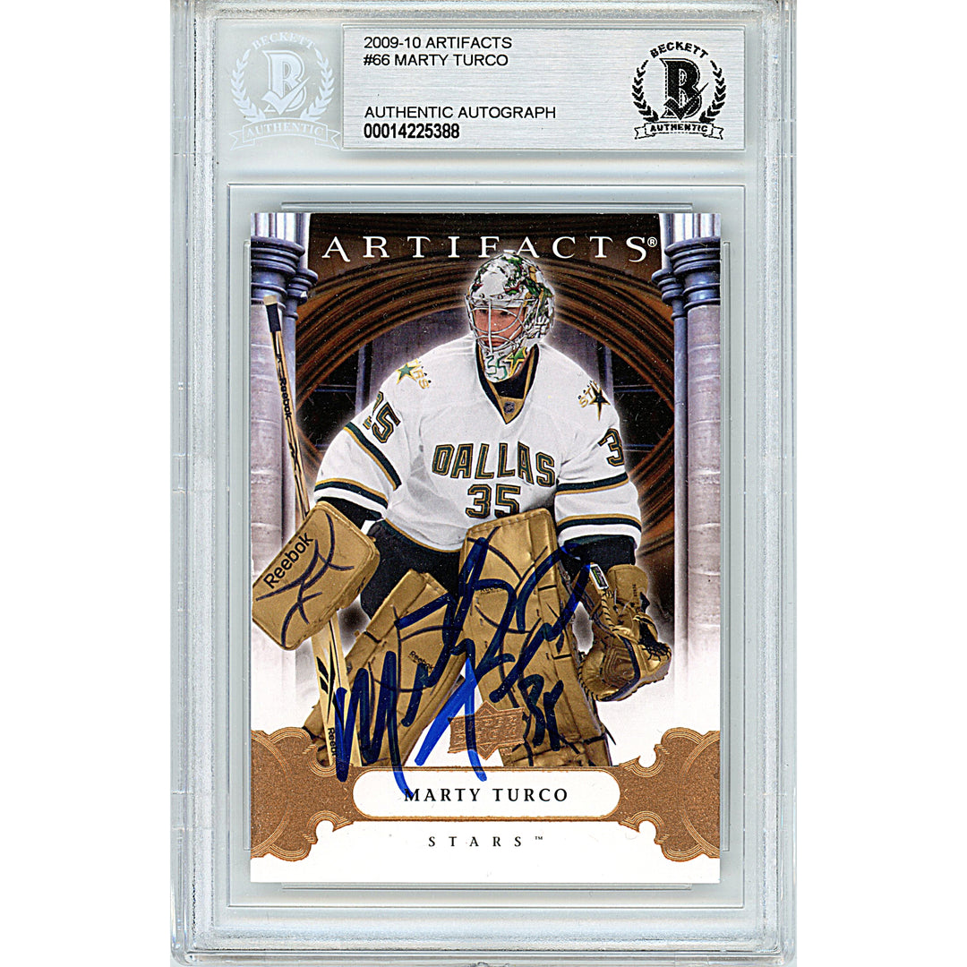 Marty Turco Signed Dallas Stars 2010 Upper Deck Artifacts Hockey Card Beckett Autographed