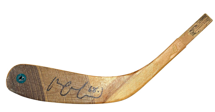 Melker Karlsson Signed San Jose Sharks Logo Hockey Stick Blade Exact Proof Photo Beckett BAS Cert