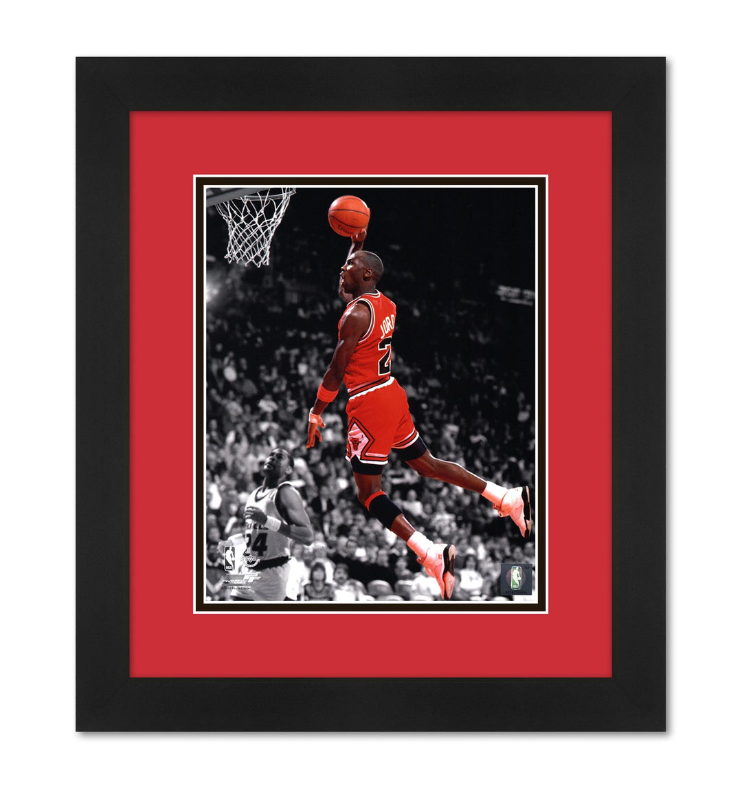 Michael Jordan Chicago Bulls Spotlight Photo Professionally Framed 13 x16 High Quality Black Frame with Team Color Matting