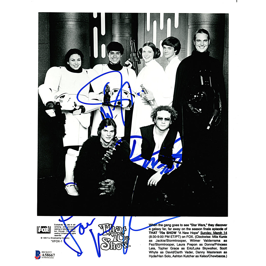 Mila Kunis, Danny Masterson, Laura Prepon, Wilmer Valderrama Signed That 70s Show 8x10 Photo Beckett