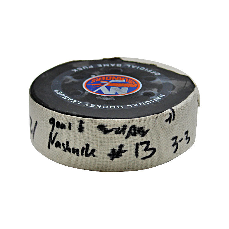 New York Islanders Game Used Puck 12/9/21 vs Nashville Goal #6 Puck Scored by Yakov Trenin