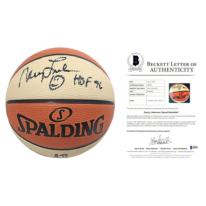 Nancy Lieberman Autographed WNBA Logo Basketball Phoenix Mercury Detroit Shock Proof Beckett Signed