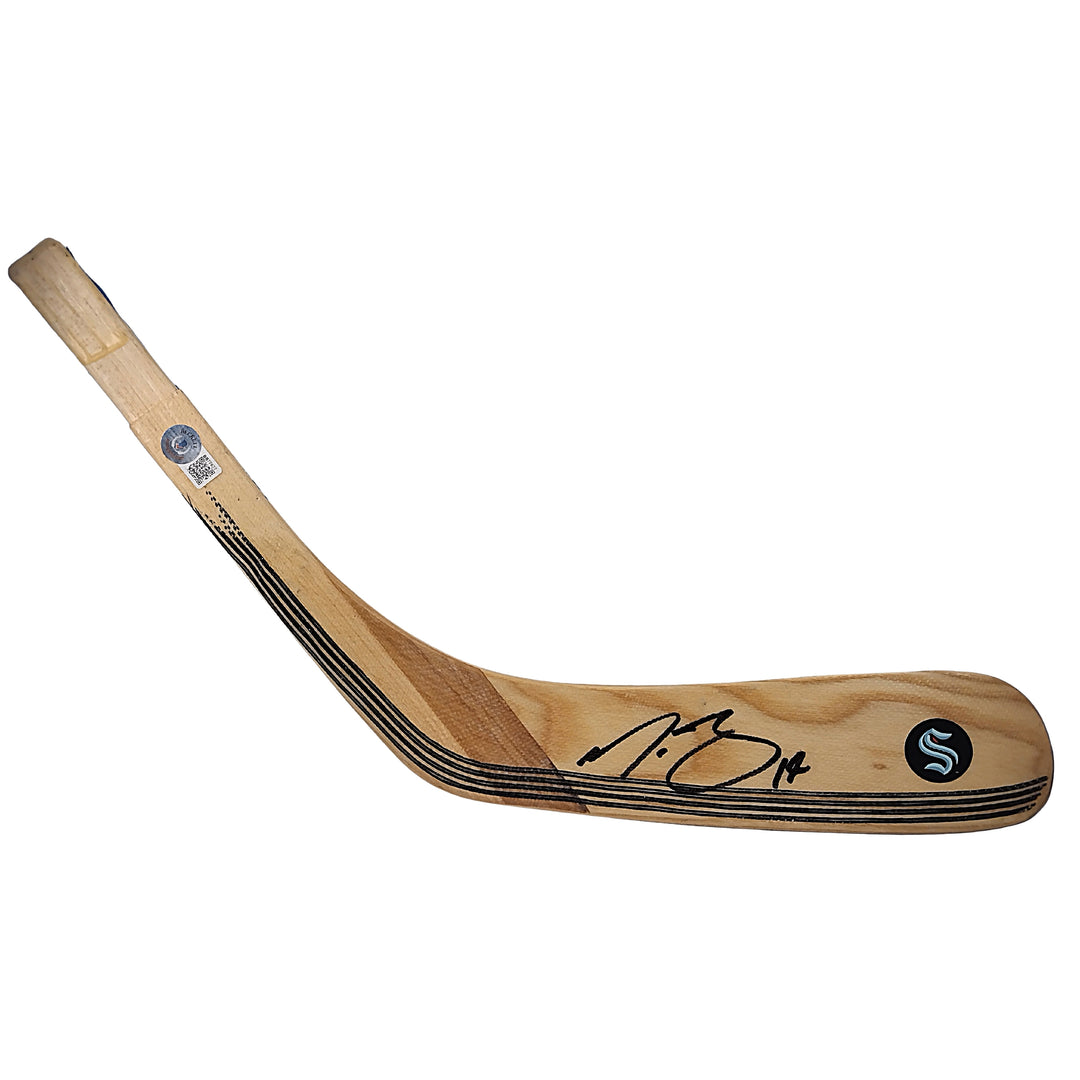 Nathan Bastian Autographed Seattle Kraken Logo Ice Hockey Stick Blade Beckett BAS Signed