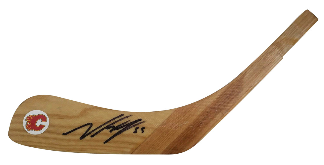 Noah Hanifin Calgary Flames Autographed Logo Ice Hockey Stick Blade Beckett BAS Cert S38309