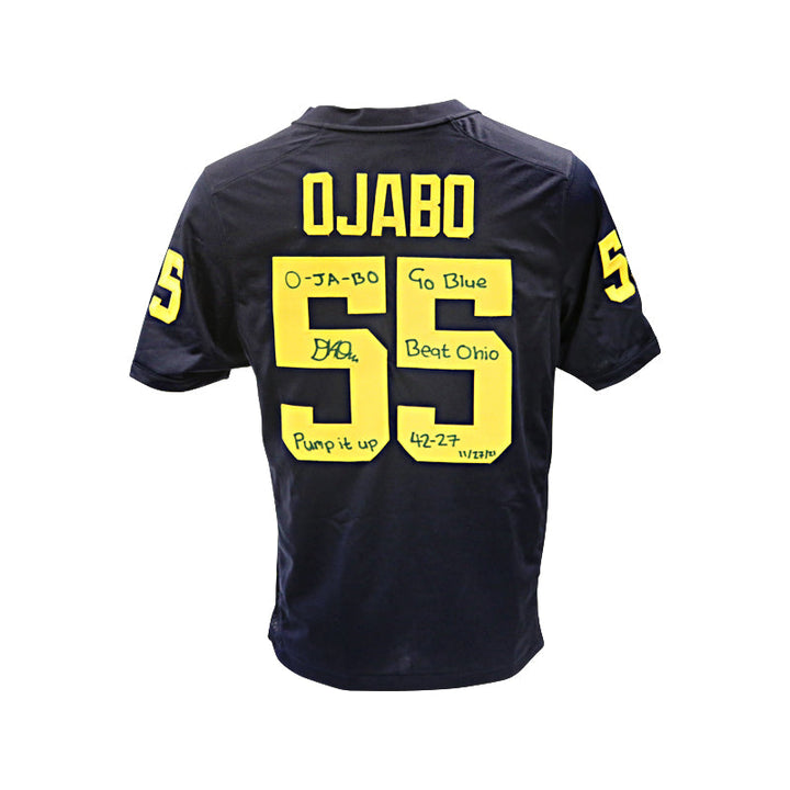David Ojabo Michigan Ravens Autographed and Multi Inscribed Authentic Michigan Blue Jersey