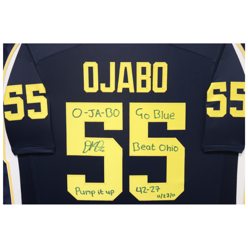 David Ojabo Michigan Ravens Autographed and 6 Inscr. Authentic U of M  Jersey with Elite Framing