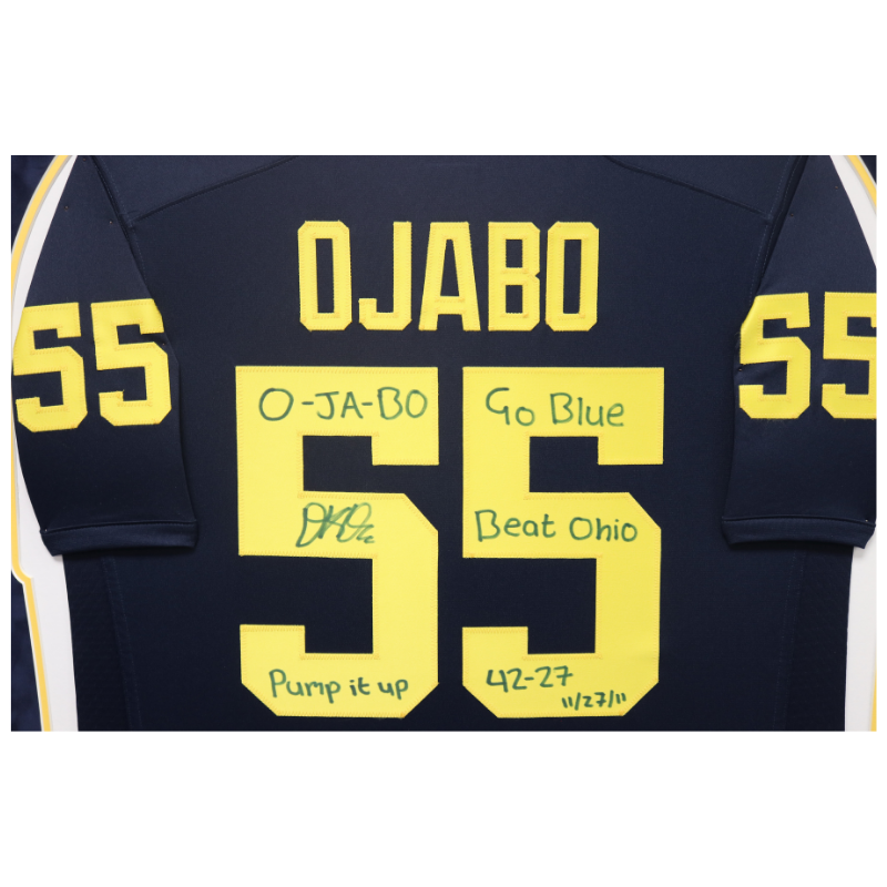 David Ojabo Michigan Ravens Autographed and 6 Inscr. Authentic U of M Jersey with Elite Framing