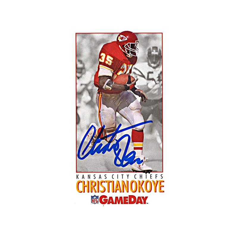 Christian Okoye Kansas City Chiefs Autographed NFL Game Day Card