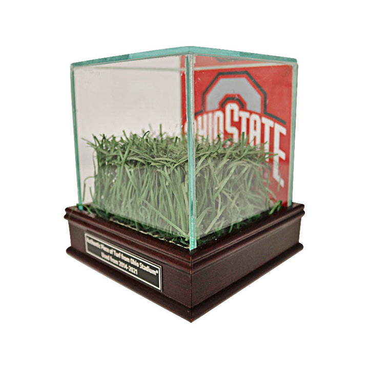 Ohio State Desktop Glass Display Case With Piece of Authentic Ohio Stadium Turf