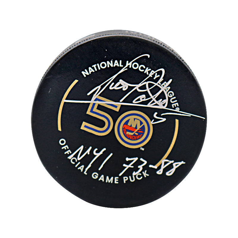 Denis Potvin New York Islanders Autographed and Inscribed "NYI 73-88" Official 50th Anniversary Puck (CX Auth)