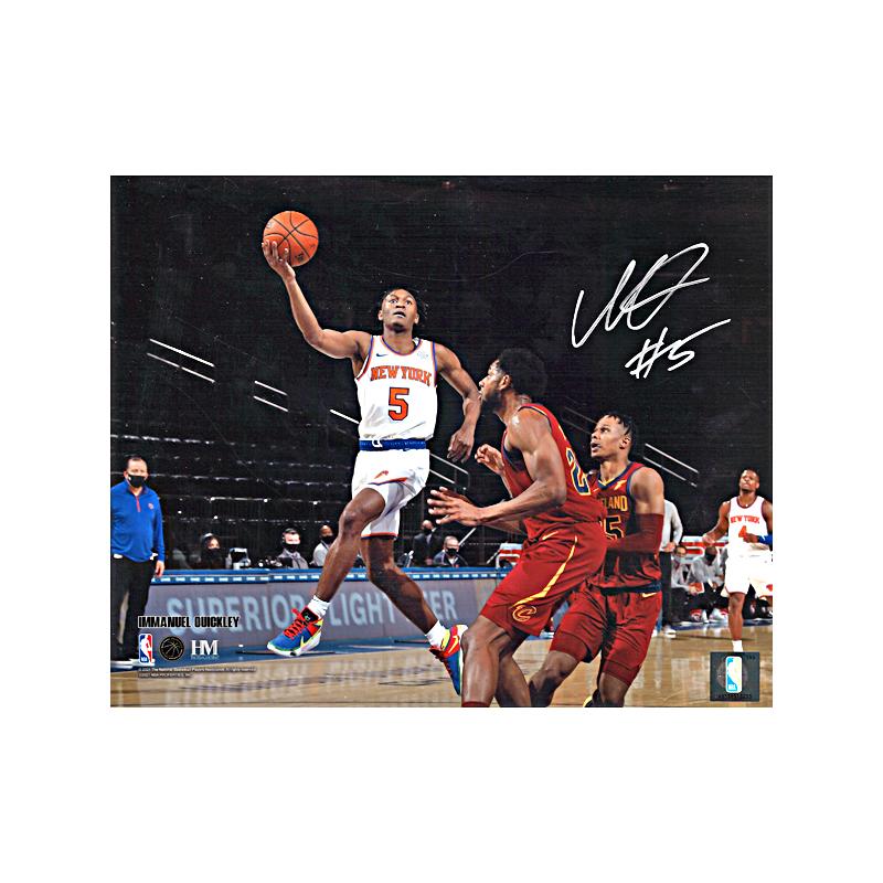 Immanuel Quickley New York Knicks Autographed Drive vs Cleveland 8x10 Photo