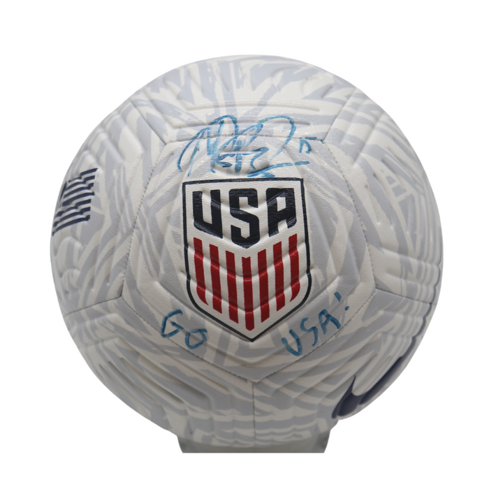 Megan Rapinoe USWNT Autographed and Inscr. "Go USA" Team USA Nike Strike Soccer Ball (CX Auth)