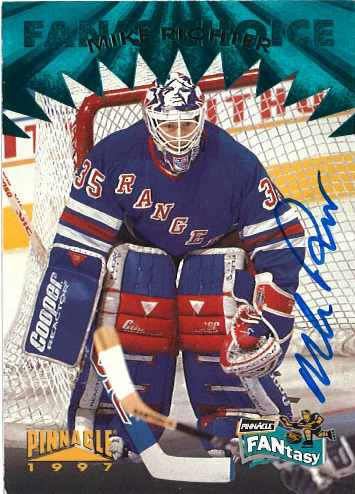 Mike Richter New York Rangers Autographed 1997 Pinnacle Fantasy Fans Choice (FC #10 of 20) Hockey Card (CX Auth)