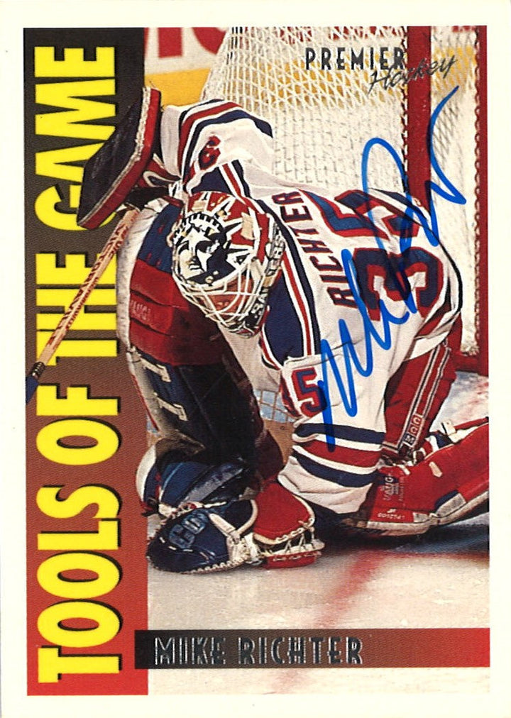 1995 Topps Premier Mike Richter Tools Of The Game #314 Autograph (CX Auth) (On Right Edge)