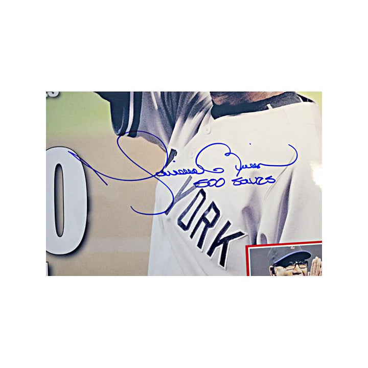 Mariano Rivera New York Yankees Autographed w/500 Saves Inscription 16x20 Daily News Back Page Reprint
