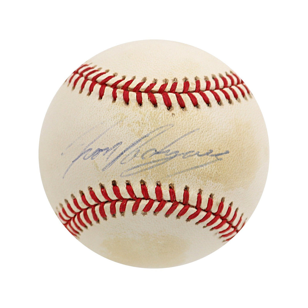 Ivan Rodriguez Texas Rangers Autographed OAL "Toned with Faded Signature" Baseball (Jeff Nelson LOA) - CollectibleXchange