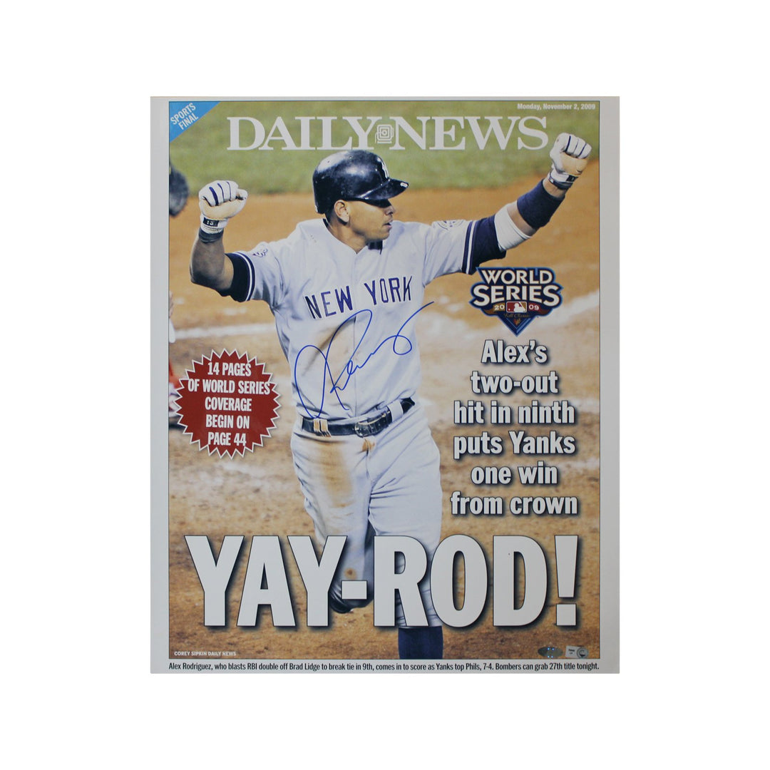 Alex Rodriguez New York Yankees Autographed Daily News Cover 11-2-09 16x20 Photo (Steiner and MLB Hologram)