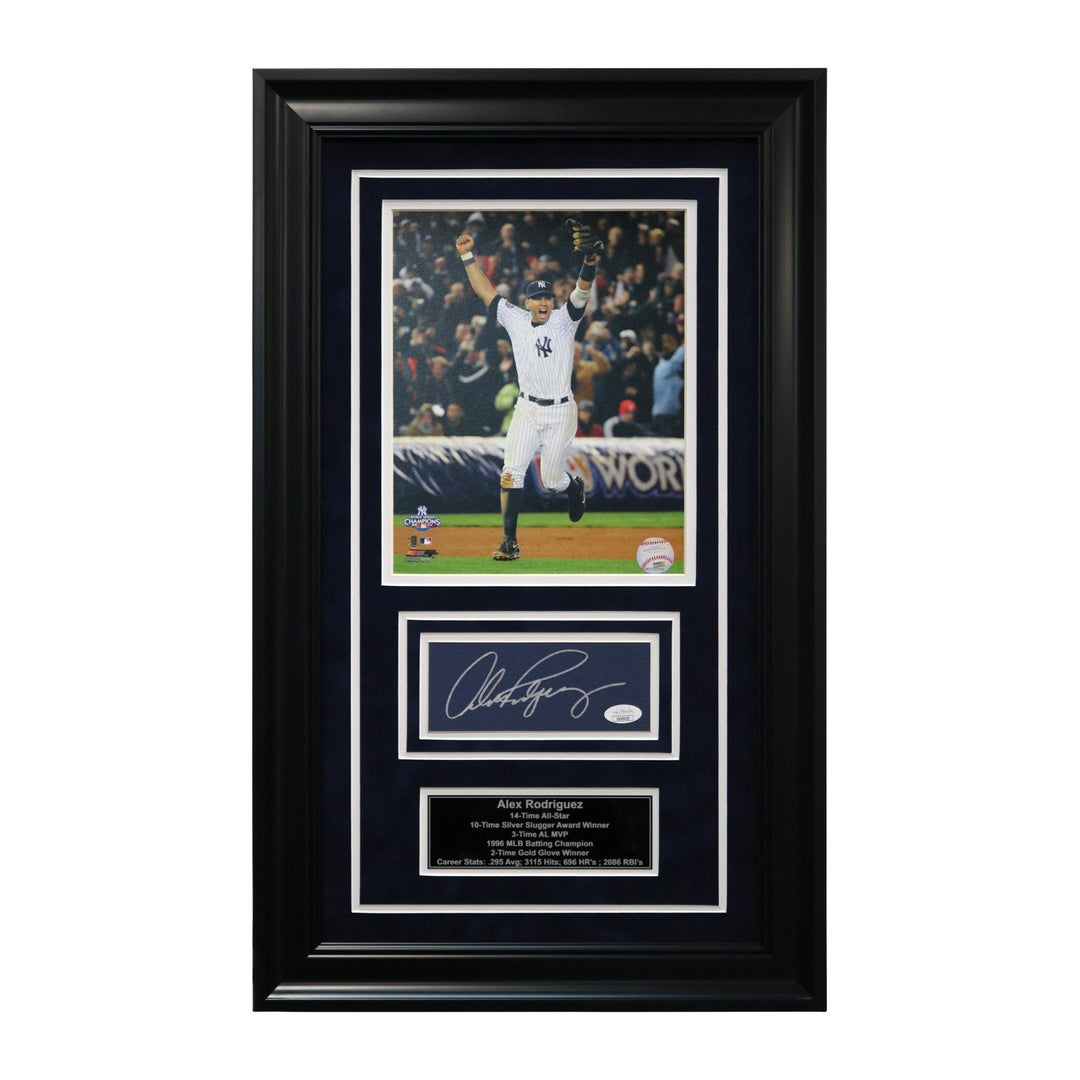 Alex Rodriguez New York Yankees Autographed and Framed Chit Collage - 15"x25" Frame (JSA Authenticated) - CollectibleXchange