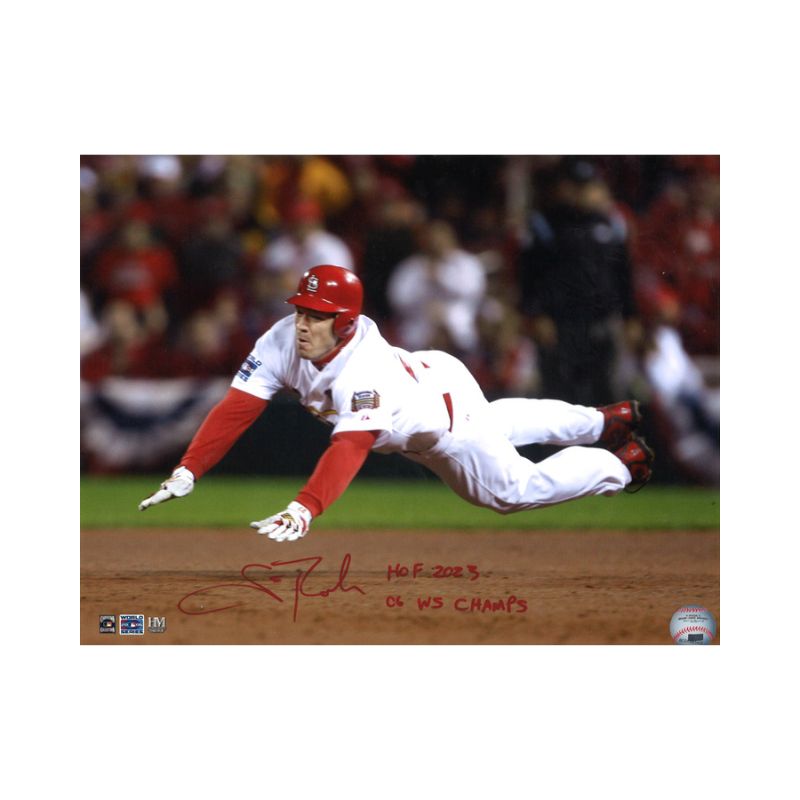 Scott Rolen St. Louis Cardinals Autographed 2006 WS Slide 11x14 Photograph with HOF 2023, 06 WS Champs Inscriptions  (CX Auth)