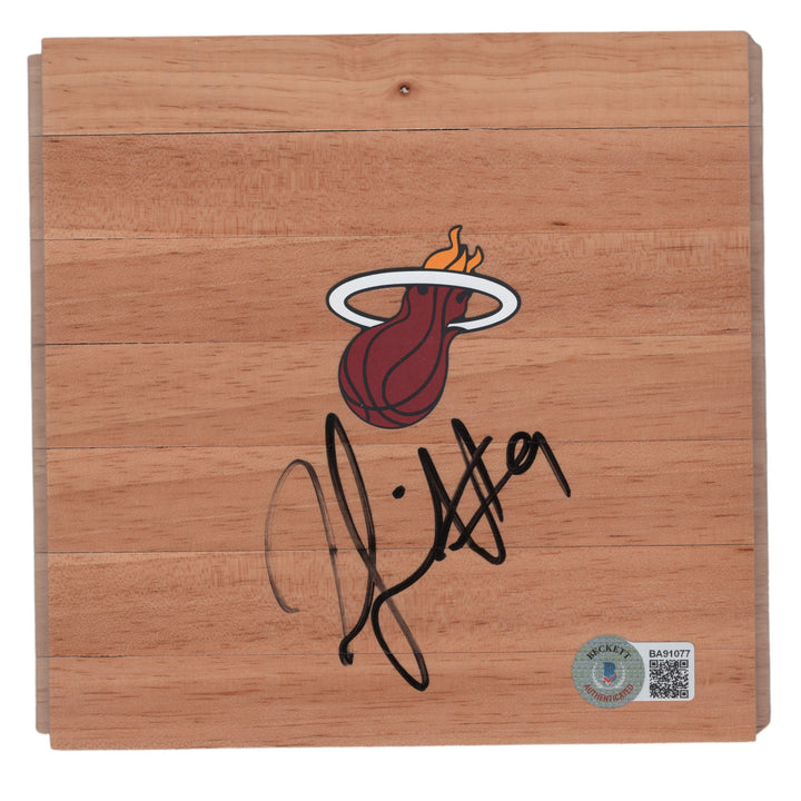Rashard Lewis Autographed Miami Heat Logo Basketball Floorboard Proof Beckett BAS Signed Cert
