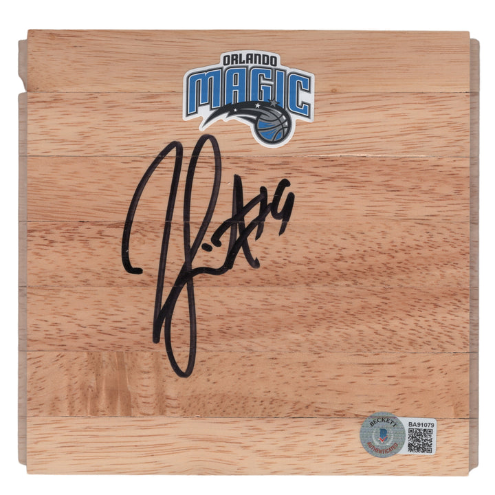 Rashard Lewis Autographed Orlando Magic Logo Basketball Floorboard Proof Beckett BAS Signed Cert COA