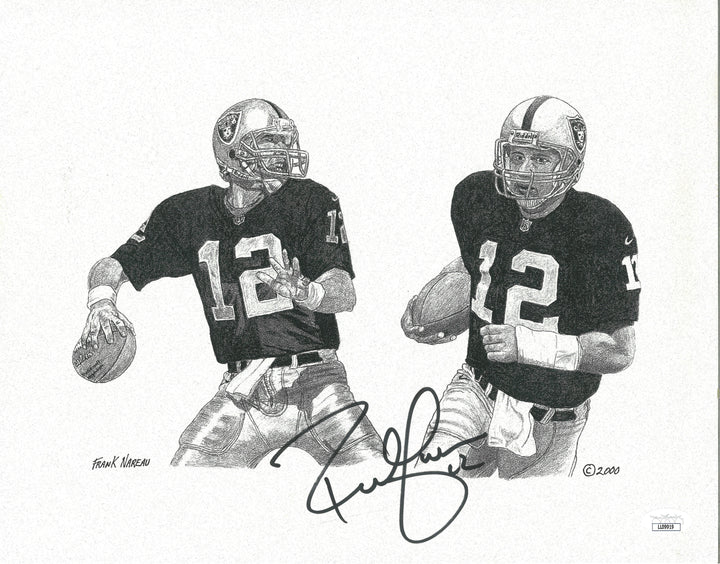 Rich Gannon Autographed Las Vegas Raiders Frank Nareau 11x14 Lithograph Print JSA Cert Signed