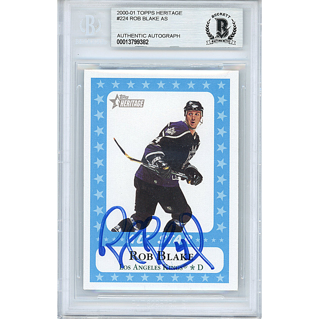 Rob Blake Signed 2000-01 Topps Heritage All Stars Hockey Card Beckett Los Angeles Kings Autographed