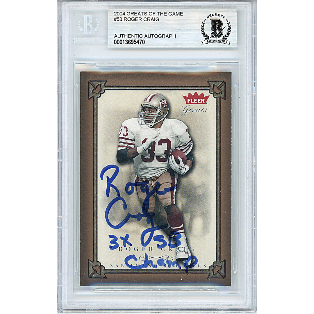 Roger Craig Signed 2004 Greats of the Game Football Card San Francisco 49ers Beckett Slab Autographed