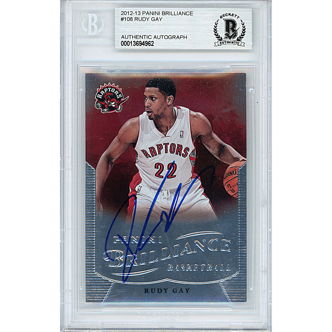 Rudy Gay Signed 2012-2013 Panini Brilliance Basketball Card Beckett BAS Toronto Raptors Autographed