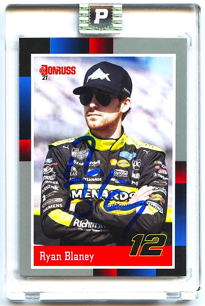 Ryan Blaney NASCAR Cup Series Driver Signed 2021 Donruss #197 Retro Silver (PA Encapsulated)-