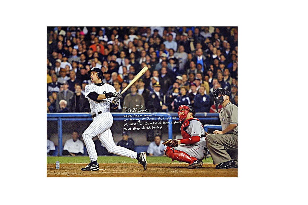 Aaron Boone New York Yankees Autographed & "Multi Inscribed 2003 ALCS GW HR" 16X20 Photo (CX Auth)