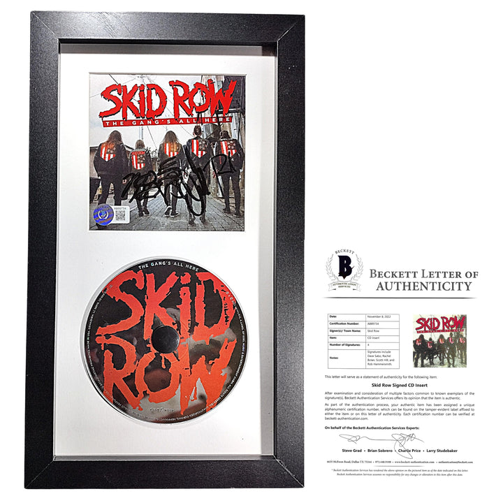 Skid Row Signed The Gangs All Here CD Framed Wall Display Beckett Autographed