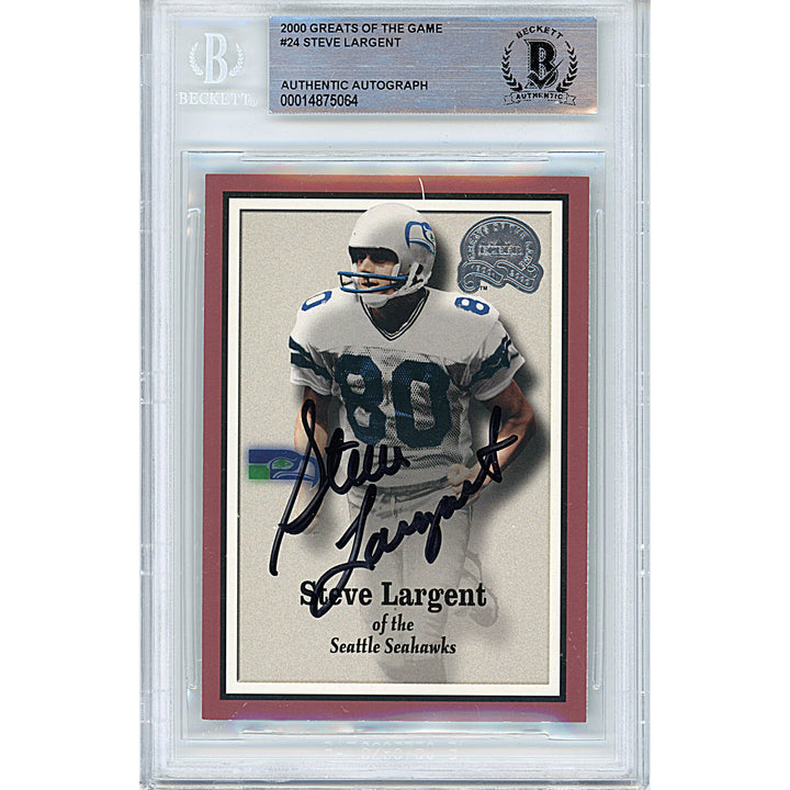 Steve Largent Signed Seattle Seahawks 2000 Greats of the Game Football Card Beckett Autographed