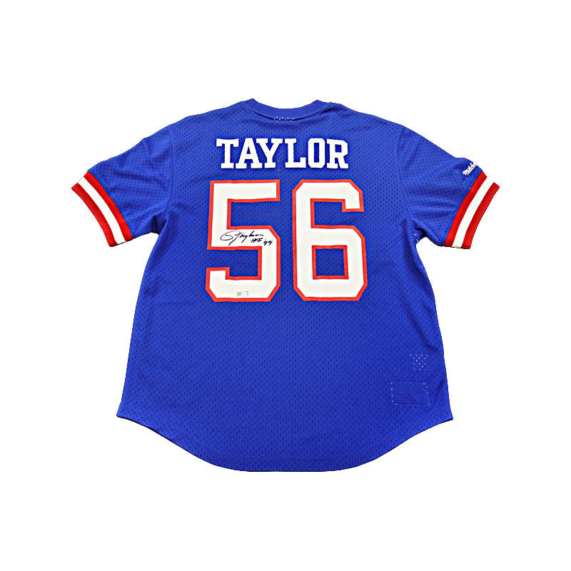 Lawrence Taylor Autographed HOF 99 and Framed Blue Giants Jersey