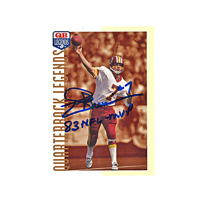 Joe Theismann Autographed QB Legends Trading Card with 83 NFL MVP Inscription (CX Auth)