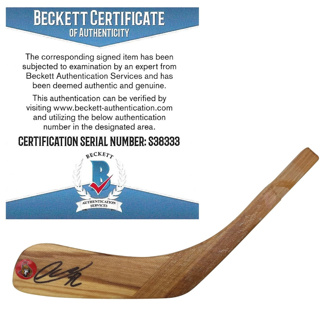 Thomas Chabot Ottawa Senators Signed Sens Logo Hockey Stick Blade Proof Photo Beckett BAS S38333