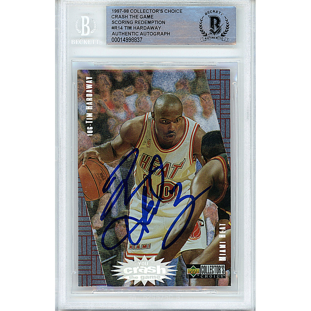 Tim Hardaway Signed 1997-98 Collectors Choice Basketball Card Beckett Miami Heat Autographed