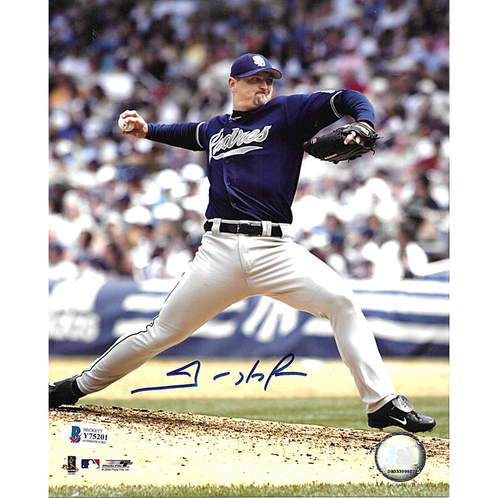 Trevor Hoffman San Diego Padres Autographed Baseball 8x10 Inch Photo Beckett BAS Signed Cert