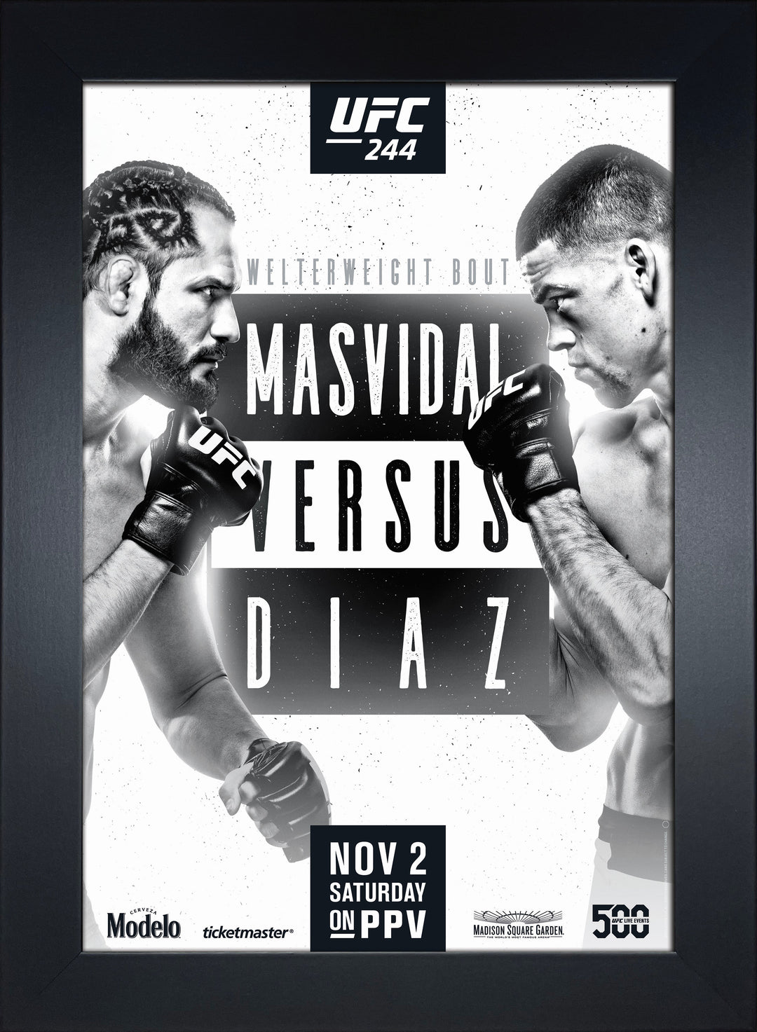 UFC 244: Masvidal vs Diaz Replica Mini Framed Event Poster