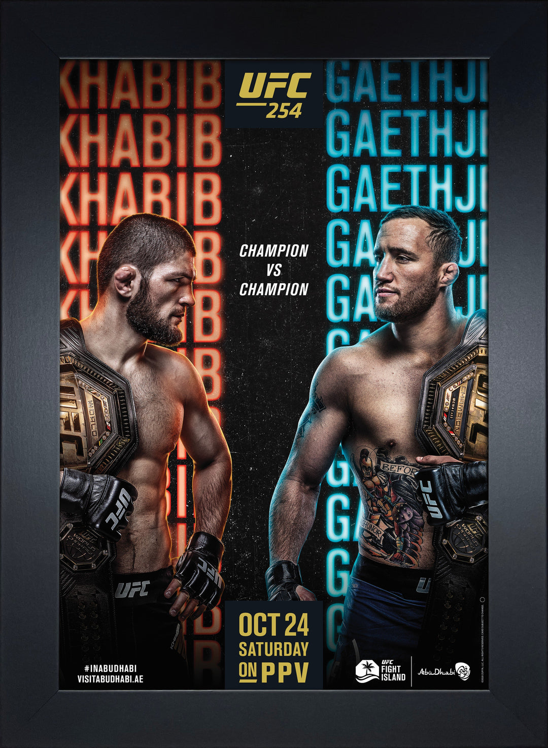 UFC 254: Khabib vs Gaethje Replica Mini Framed Event Poster