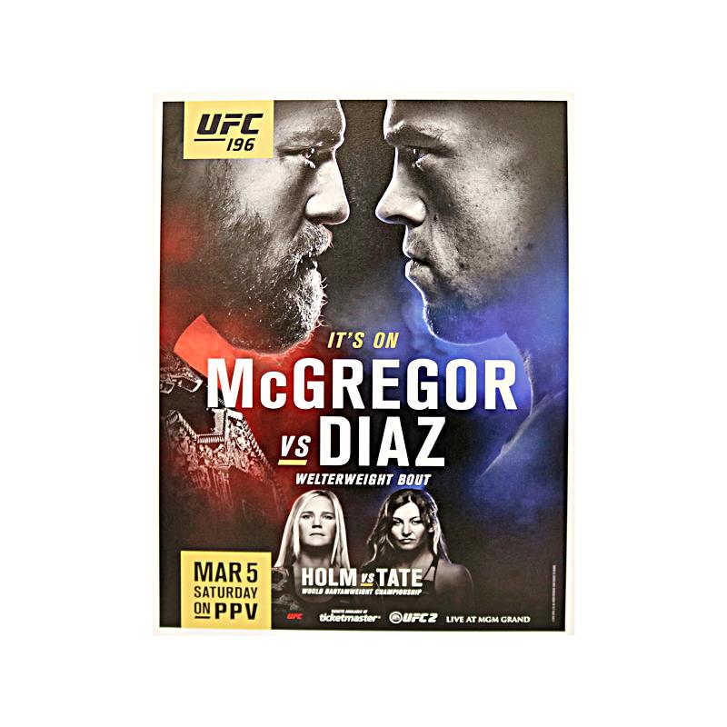 UFC 196: McGregor vs Diaz Replica Event Poster on 18"x26" Stretched Canvas