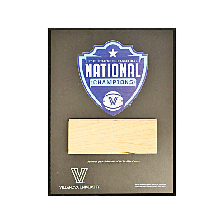 Villanova University 9"x12" Black Lacquered Plaque with an Authentic Piece of 2018 Men's Final Four Basketball Court w/ Screen Printed Logo - from the Alamodome in San Antonio, Texas