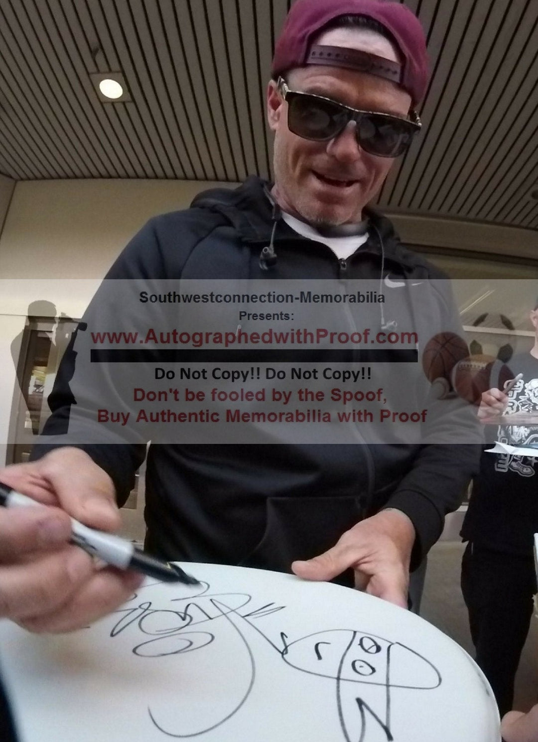 Vanilla Ice Signed Drumhead with TMNT Artist Cartoon Sketch Proof Photo Beckett BAS S38090 Rapper