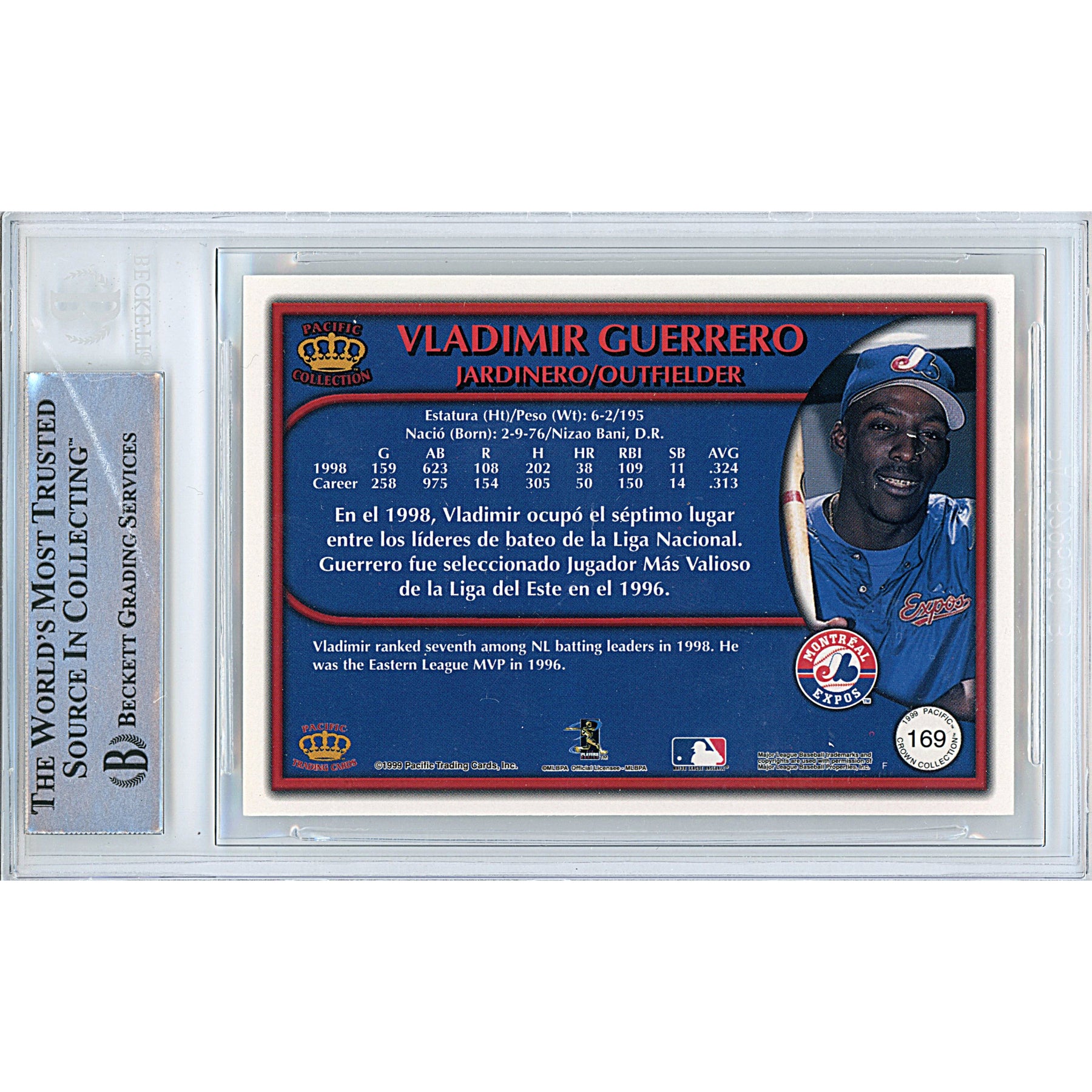 Vladimir Guerrero Autographed Expos 1999 Pacific Baseball Card