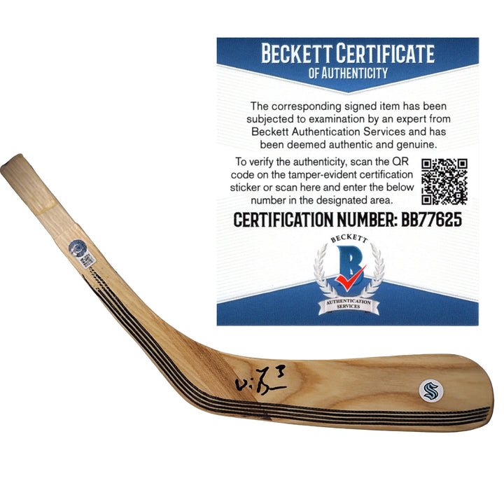 Will Borgen Autographed Seattle Kraken Logo Ice Hockey Stick Blade Beckett BAS Signed